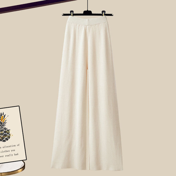 Conjunto de 3 Piezas: Suéter Tejido, Camisa y Pantalón Ancho