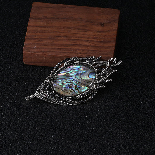 Broche de Pluma con Nácar de Abulón Natural - Image 11