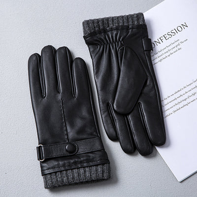 Guantes de Cuero de Oveja para Conducir con Pantalla Táctil - Invierno y Otoño - Image 9