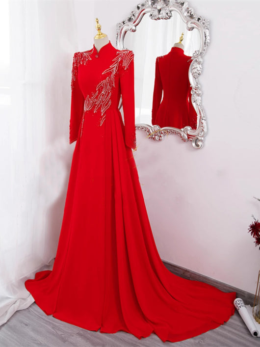 Vestido Largo de Manga Larga para Eventos Formales y Cenas de Gala - Image 9