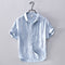 Camisa Masculina de Linho Vintage Plissada com Estampa Chinoiserie