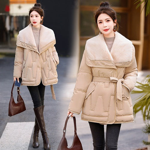 Chaqueta de Plumón de Pato Winter 90 Blanca con Cuello de Pelaje Grande
