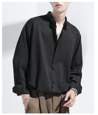 Camisa Casual Negra Texturizada Anti-Arrugas para Hombre - Image 14