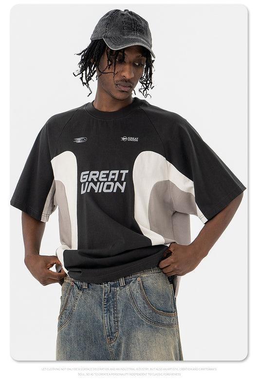 Camiseta de Cuello Redondo Estilo Retro Racing Club con Parches para Hombre - Image 17