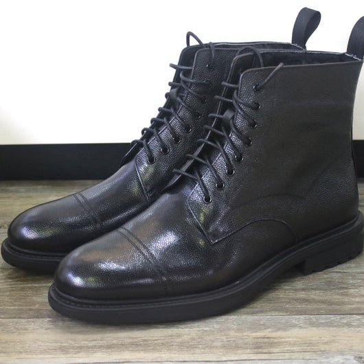 Botas Formales de Cuero Negro con Punta Redonda para Hombre - Image 3