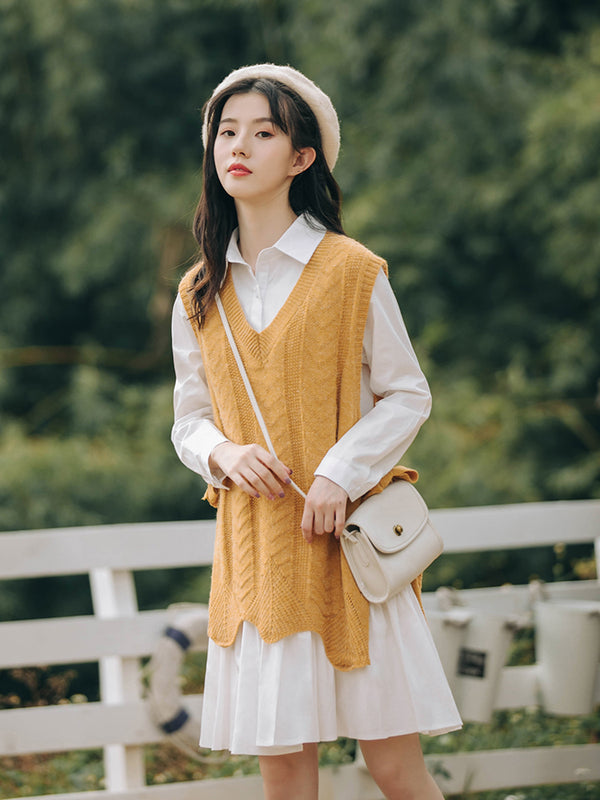 Vestido Camisero Universitario Manga Larga - Efecto Adelgazante