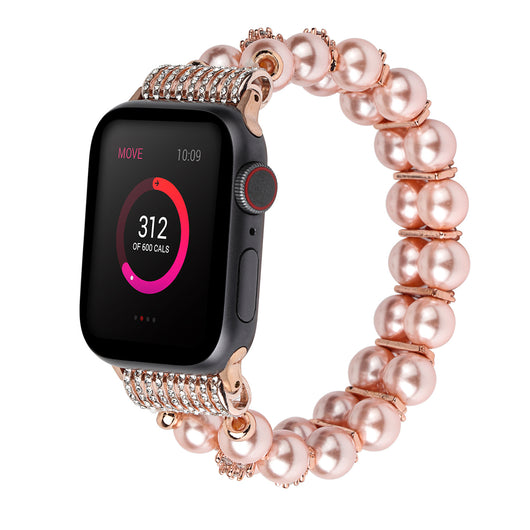 Correa Apple Watch Doble Fila con Flores de Circón y Perlas