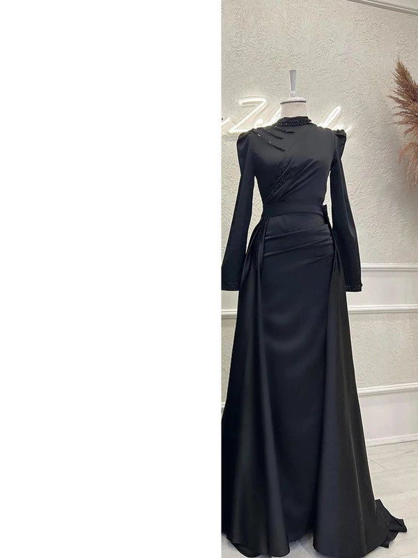 Vestido Islámico Elegante de Manga Larga con Cuello Mao Desmontable - Image 10