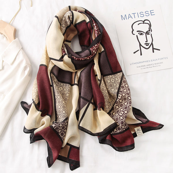 Pañoleta Grande Estilo Coreano Mujer - Foulard Algodón Lino Primavera Otoño