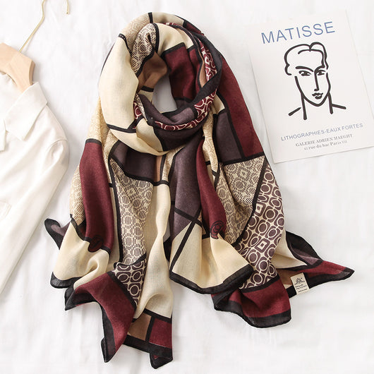 Pañoleta Grande Estilo Coreano Mujer - Foulard Algodón Lino Primavera Otoño