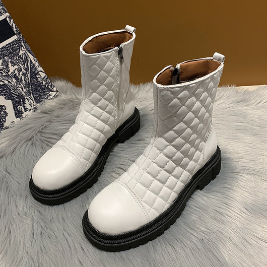 Botas Cortas para Niños con Cierre Lateral y Diseño Rombo Trendy - Image 11