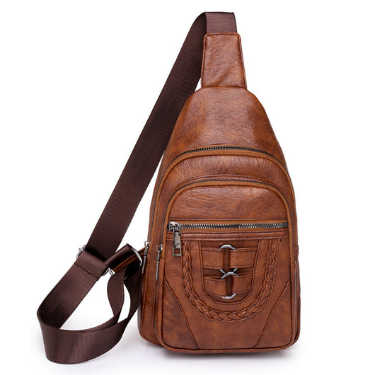 Bolso de Cuero PU Texturizado con Compartimento en el Pecho - Image 8