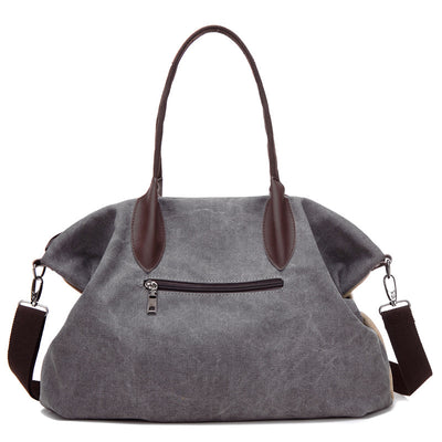 Bolsa de Lona para Mujer con Costuras de Contraste Retro - Image 4