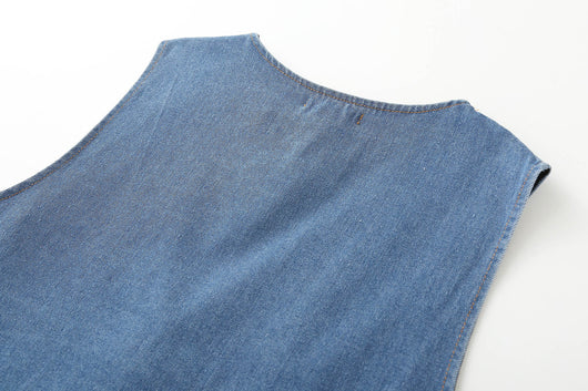 Chaleco Denim Bordado Étnico Cuello V Reforzado - Image 10