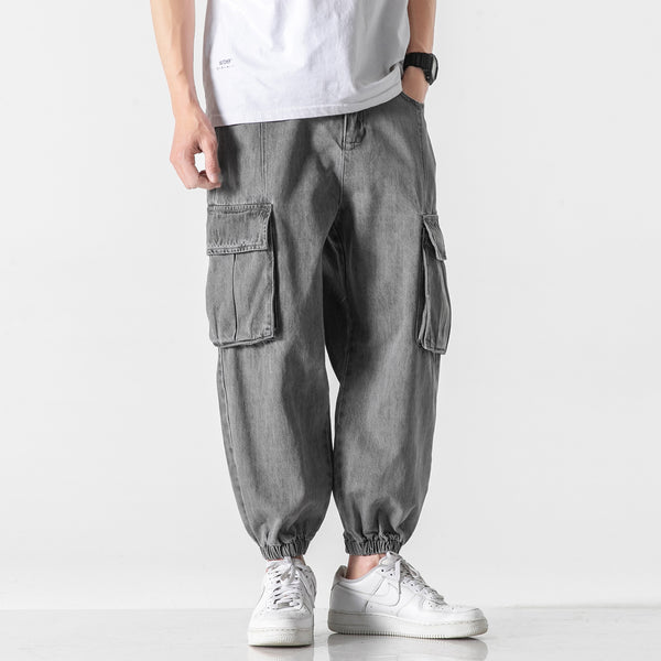 Pantalón Cargo Denim con Múltiples Bolsillos