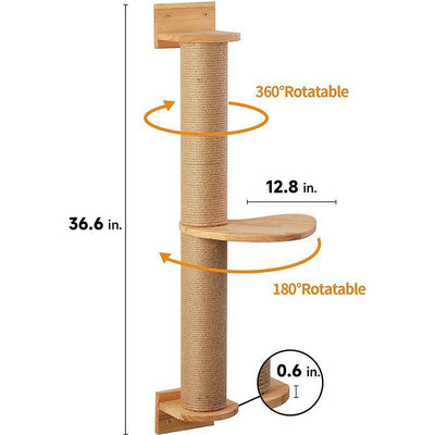 Plataforma de Salto para Gatos con Poste de Cáñamo y Soporte Mural - Image 11