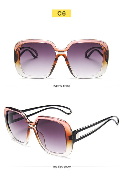 Large frame sunglasses with gradient purple lenses and a blue-to-clear fade on the bottom of the frame. - Image 15