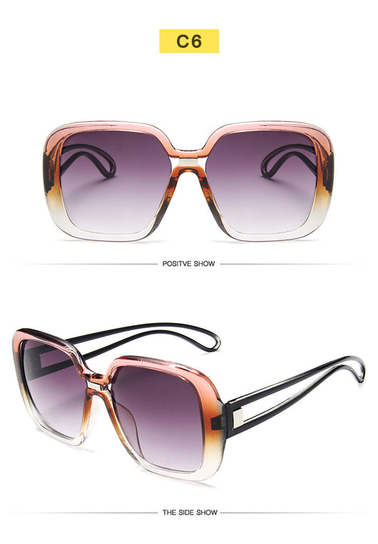 Large frame sunglasses with gradient purple lenses and a blue-to-clear fade on the bottom of the frame. - Image 15
