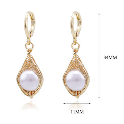 Aretes de Perla Artesanales Lujo Ligero Serie Océano - Clip Europeo Americano - Image 33