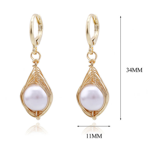 Aretes de Perla Artesanales Lujo Ligero Serie Océano - Clip Europeo Americano - Image 33