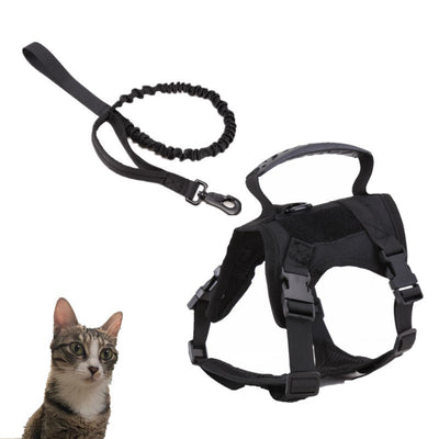 Black tactical pet harness made of Oxford cloth with an American flag patch, top handle, and quick-release buckles. - Image 10