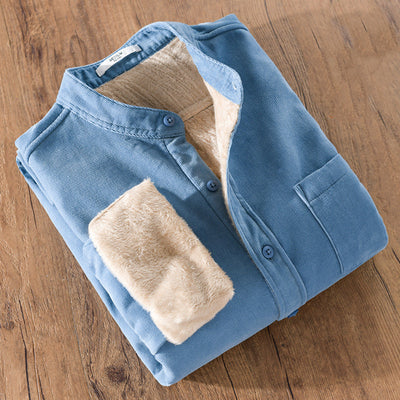 Camisa Térmica Acolchada de Pana y Terciopelo para Hombre - Image 5