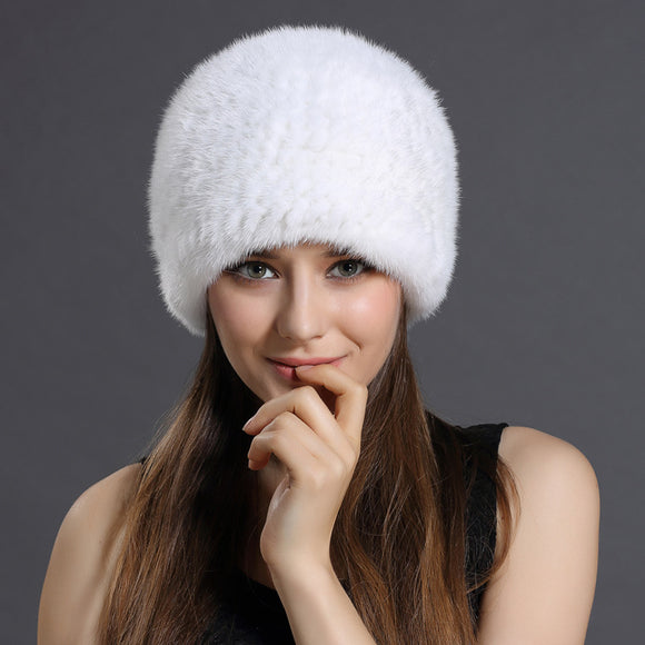 Gorro de Piel de Visón para Mujer - Calidez Elegante en Otoño e Invierno