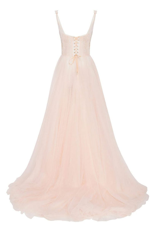Vestido de Novia Color Champagne con Tirantes - Image 6