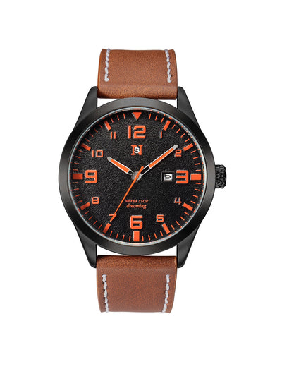 Reloj de Cuarzo para Hombre con Correa de Cuero, Esfera Grande y Calendario - Image 7