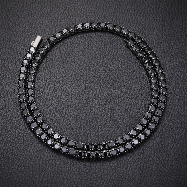 Cadena de Tenis Plata S925 Moissanita Negra - Collar Hip Hop para Hombre