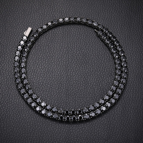 Cadena de Tenis Plata S925 Moissanita Negra - Collar Hip Hop para Hombre