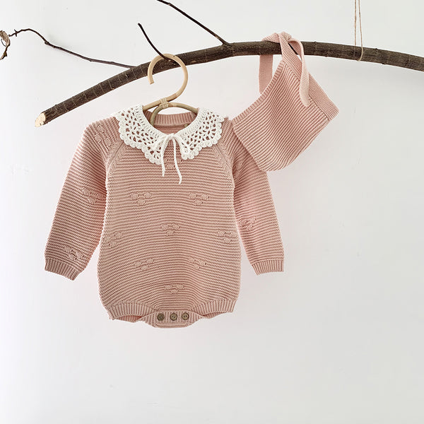 Blusa Bebé Niña con Cuello Hueco Hoja de Loto en Algodón