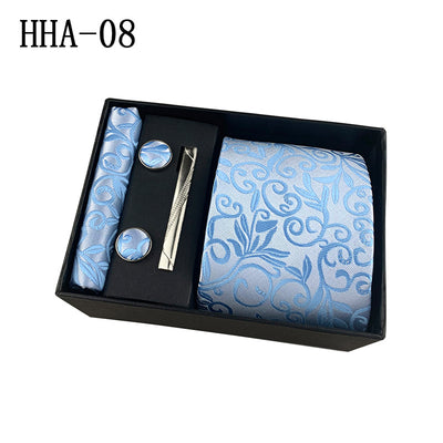 Set de Corbata Paisley con Clip y Caja de Regalo - Corbata Negra Elegante para Negocios - Image 13