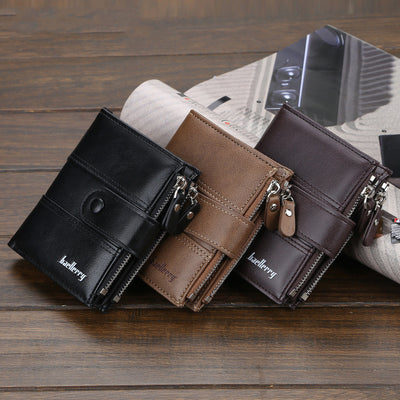 Billetera Corta para Hombre con Doble Cierre Creativo
