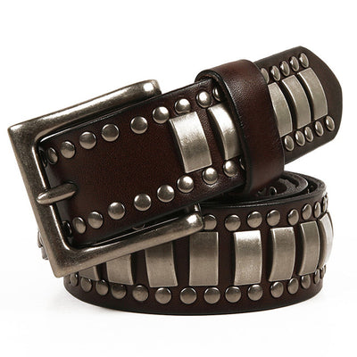 Cinturón de Cuero Genuino para Hombre con Remaches de Estilo Industrial - Image 7
