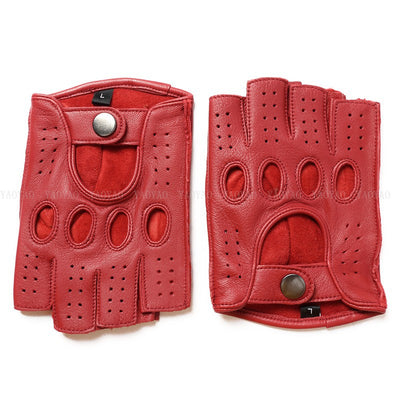 Guantes de Cuero Mitad Dedo para Motociclismo y Actividades al Aire Libre - Image 15