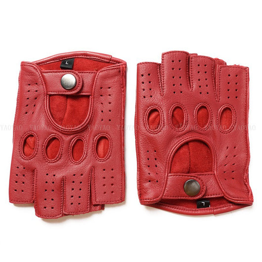 Guantes de Cuero Mitad Dedo para Motociclismo y Actividades al Aire Libre - Image 15