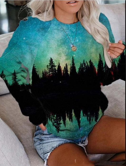 Suéter Largo Estampado Paisaje para Mujer - Image 5