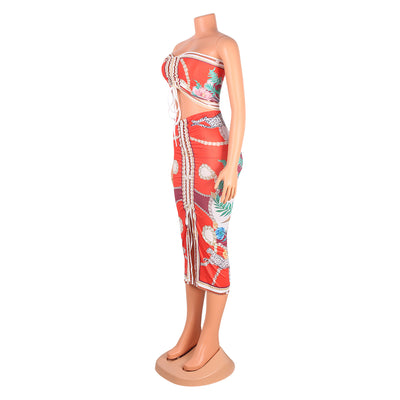 Traje Envolvente Plisado con Escote Estampado y Abertura Lateral - Image 17