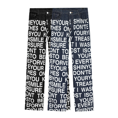 Jeans Casual Retro Americano WritingTrendy - Estilo Urbano Clásico - Image 9