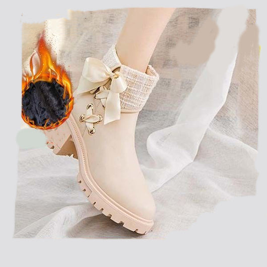 Botas Martin de Cuero Suave con Tacón Grueso - Primavera y Otoño - Image 6