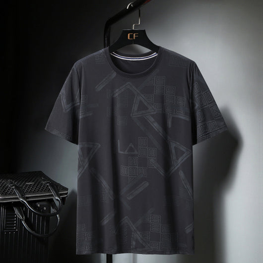 Playera Ice Silk Cuello Redondo Manga Corta Suelta Fresca - Image 7