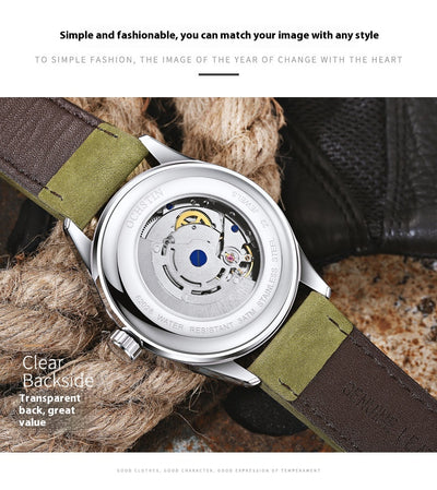 Reloj Mecánico Automático Retro Cuero Genuino Estilo Ejecutivo - Image 28