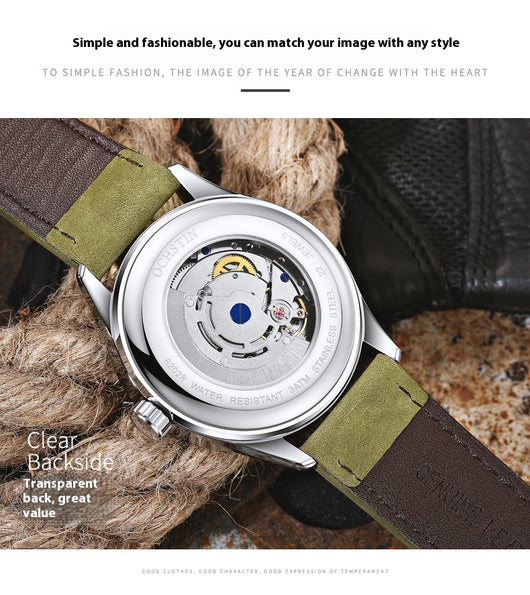 Reloj Mecánico Automático Retro Cuero Genuino Estilo Ejecutivo - Image 28