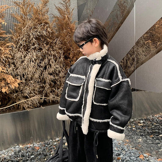 Chaqueta de Cuero para Niño con Forro Polar Acolchado - Abrigo de Otoño e Invierno - Image 6