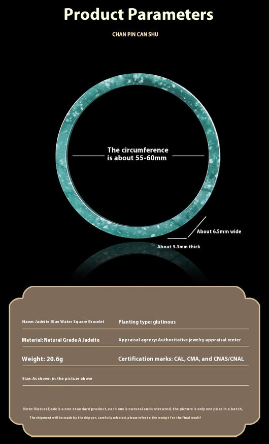 Pulsera de Jade Azul Agua Personalizada con Piedra Natural Cuadrada - Image 9