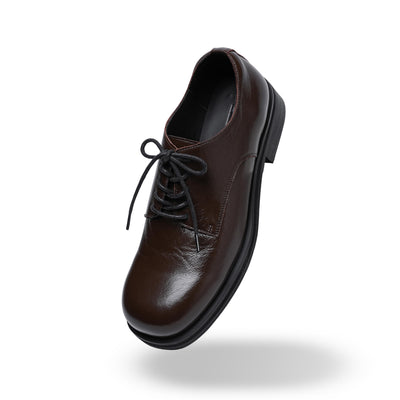 Zapatos Derby Cuero Artificial Efecto Vintage Punta Ancha - Image 15