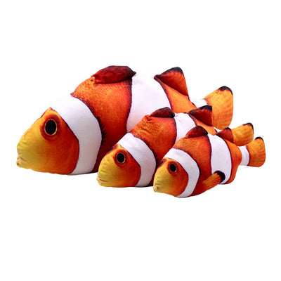 Two plush fish cat toys, one large and one small, with realistic green and brown scale patterns. - Image 25