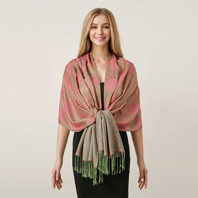 Bufanda Étnica Vintage con Flecos y Tejido Jacquard para Mujer - Image 13