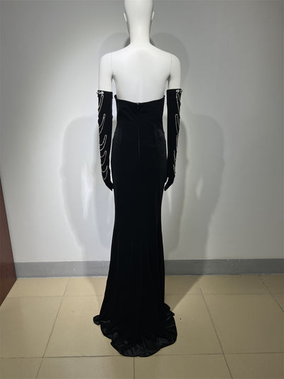 Vestido Largo con Pliegues y Abertura en Piso - Image 5